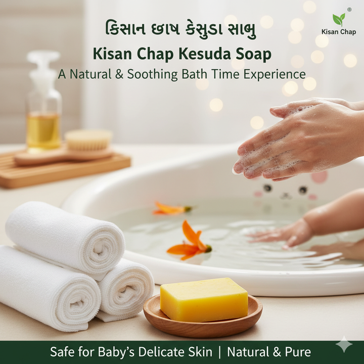 Kisan Chhap Sandalwood (Chandan) Ayurvedic Soap | With Nilgiri Oil & Glycerin | Natural Glow & Cooling Freshness | 75g / 100g